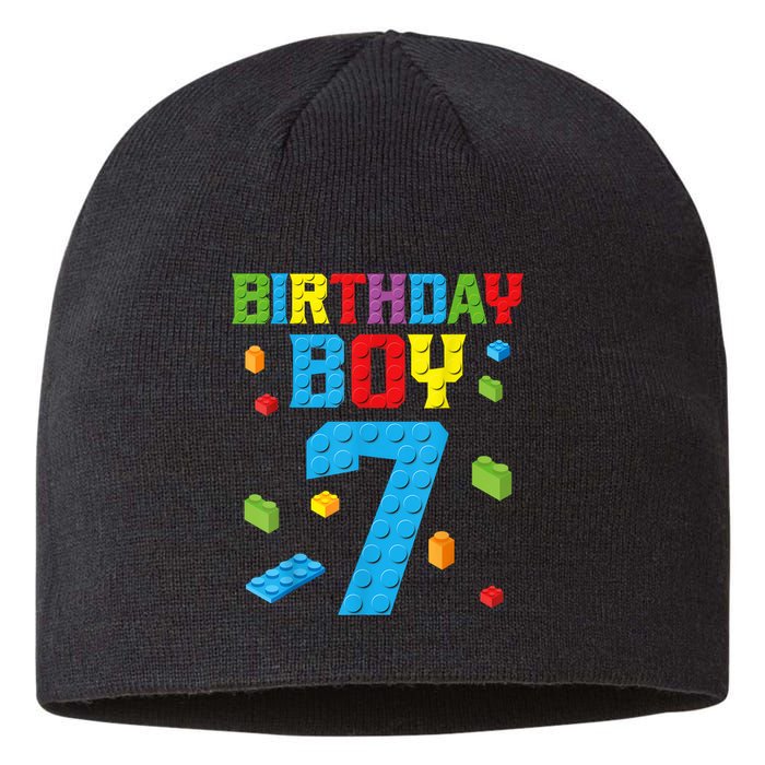 Master Builder 7th Birthday Boy 7 Seven Year Building Bricks Funny Gift Sustainable Beanie