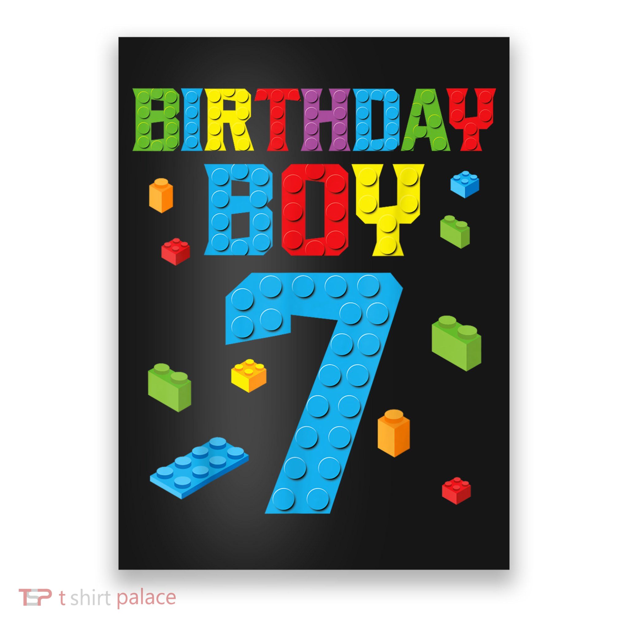 Master Builder 7th Birthday Boy 7 Seven Year Building Bricks Funny Gift Poster