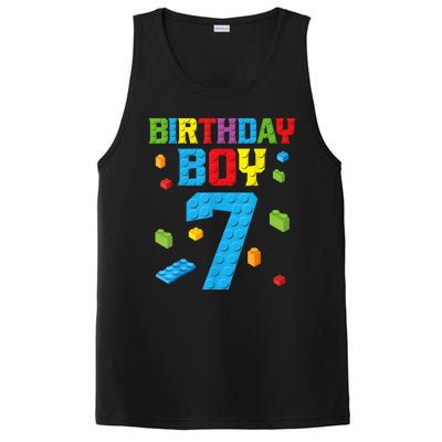 Master Builder 7th Birthday Boy 7 Seven Year Building Bricks Funny Gift PosiCharge Competitor Tank