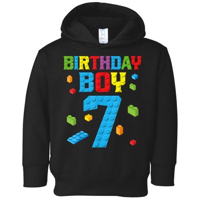 Master Builder 7th Birthday Boy 7 Seven Year Building Bricks Funny Gift Toddler Hoodie