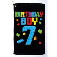 Master Builder 7th Birthday Boy 7 Seven Year Building Bricks Funny Gift Golf Towel