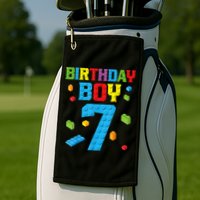 Master Builder 7th Birthday Boy 7 Seven Year Building Bricks Funny Gift Golf Towel