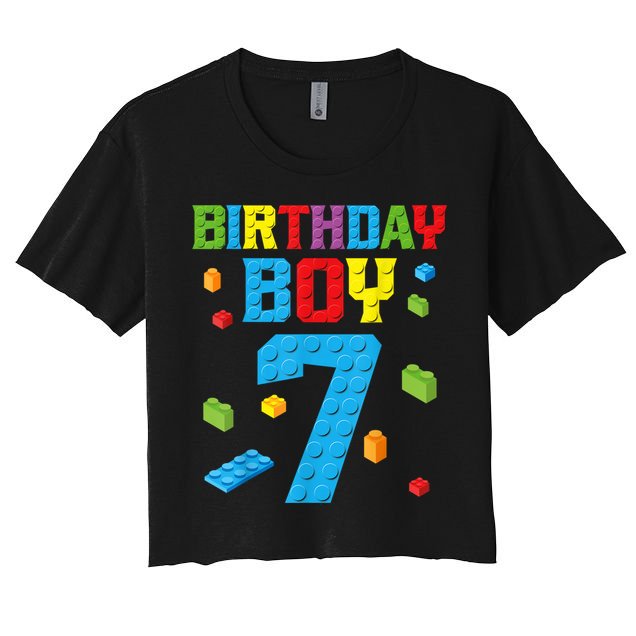 Master Builder 7th Birthday Boy 7 Seven Year Building Bricks Funny Gift Crop Top