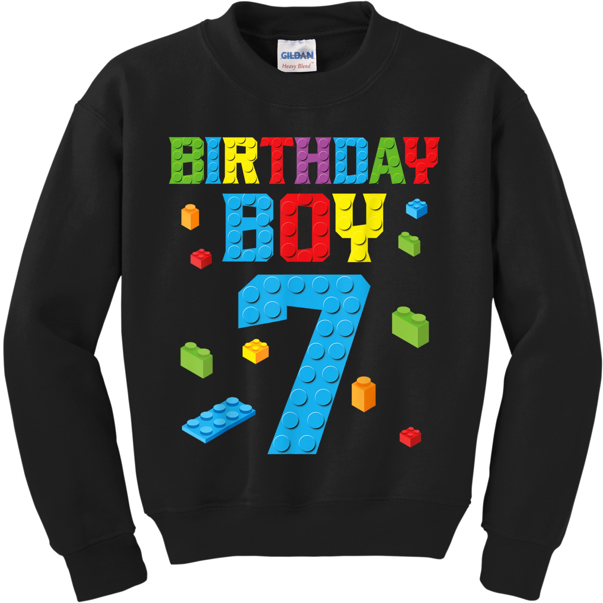 Master Builder 7th Birthday Boy 7 Seven Year Building Bricks Funny Gift Kids Sweatshirt