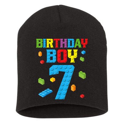Master Builder 7th Birthday Boy 7 Seven Year Building Bricks Funny Gift Short Acrylic Beanie