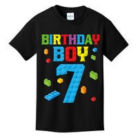 Master Builder 7th Birthday Boy 7 Seven Year Building Bricks Funny Gift Kids T-Shirt