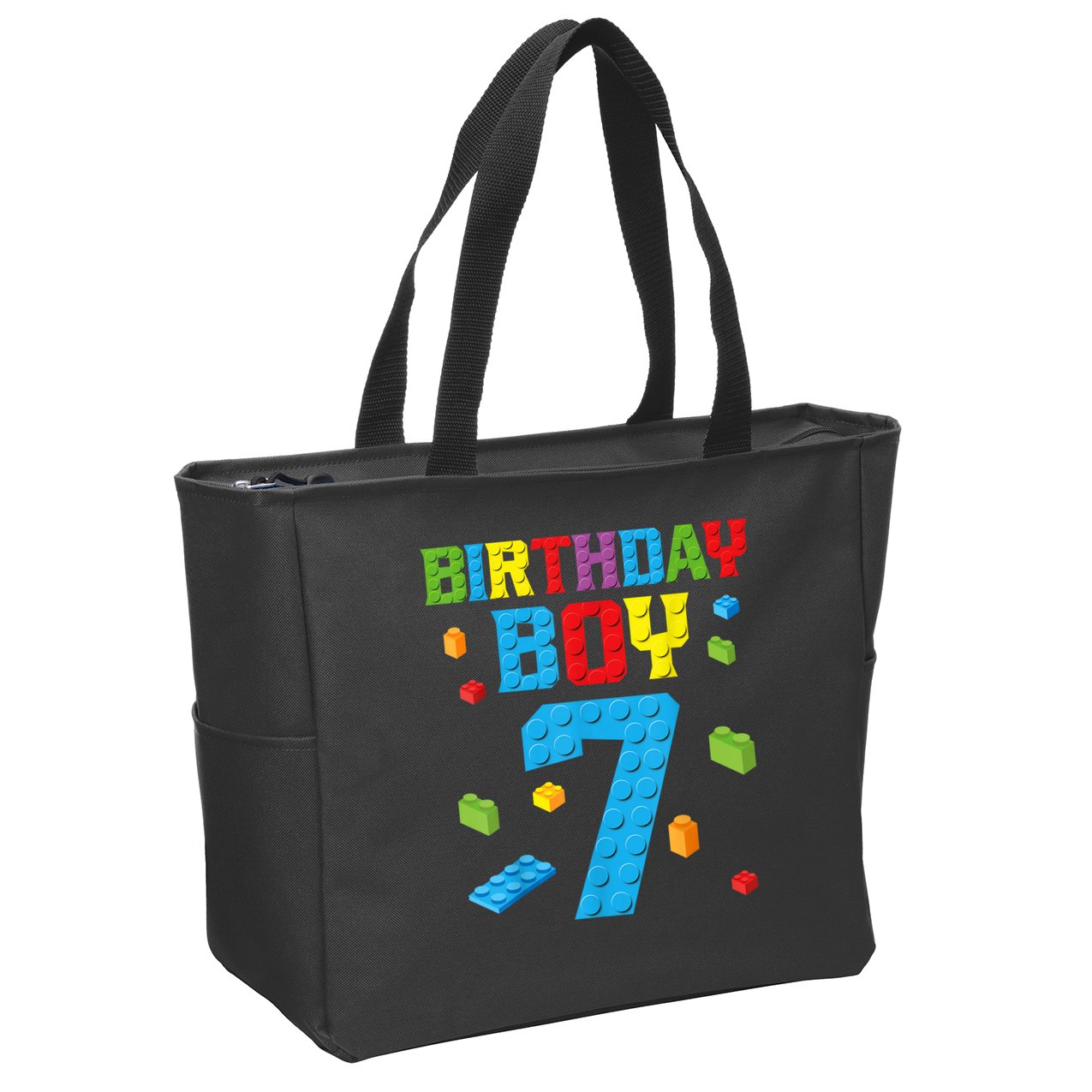 Master Builder 7th Birthday Boy 7 Seven Year Building Bricks Funny Gift Zip Tote Bag