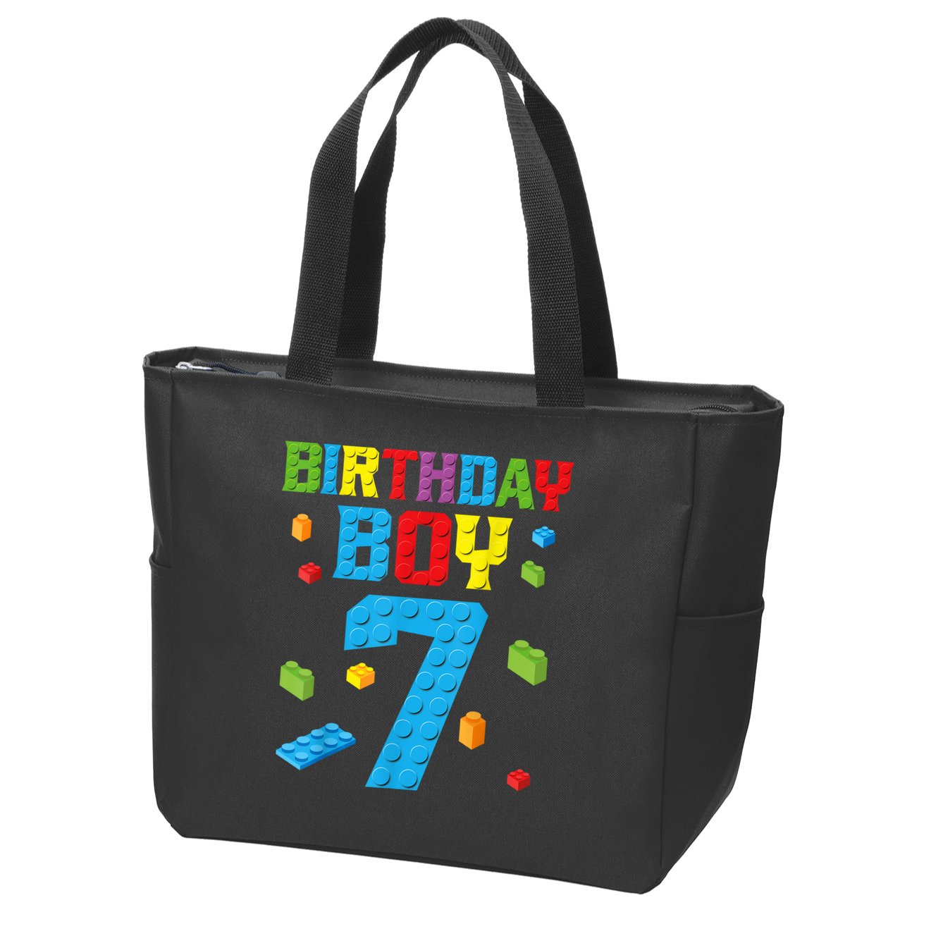 Master Builder 7th Birthday Boy 7 Seven Year Building Bricks Funny Gift Zip Tote Bag
