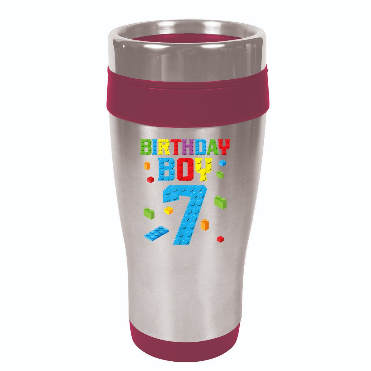 Master Builder 7th Birthday Boy 7 Seven Year Building Bricks Funny Gift 16oz Travel Tumbler