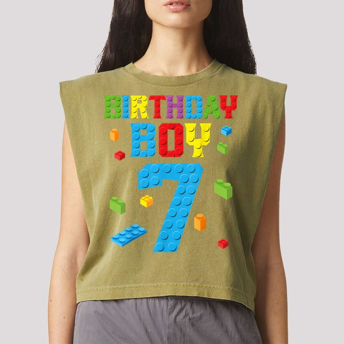 Master Builder 7th Birthday Boy 7 Seven Year Building Bricks Funny Gift Garment-Dyed Women's Muscle Tee