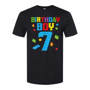 Master Builder 7th Birthday Boy 7 Seven Year Building Bricks Funny Gift Softstyle CVC T-Shirt