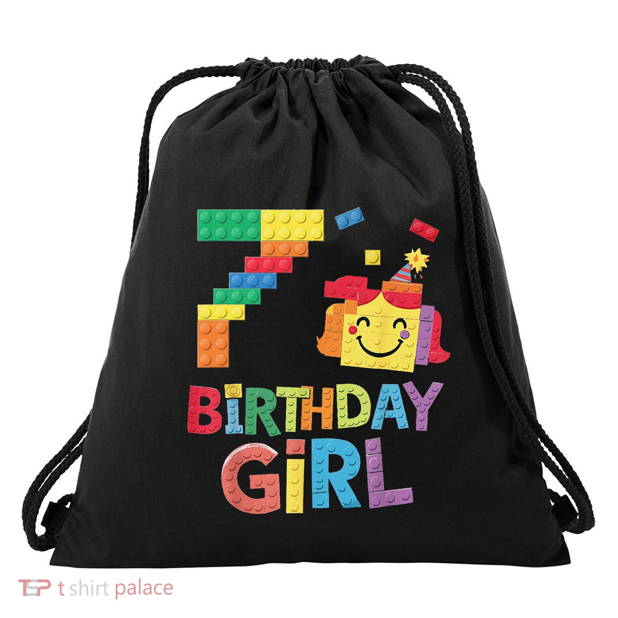 Master Builder 7th Birthday Girl 7 Year Old Brick Blocks Drawstring Bag