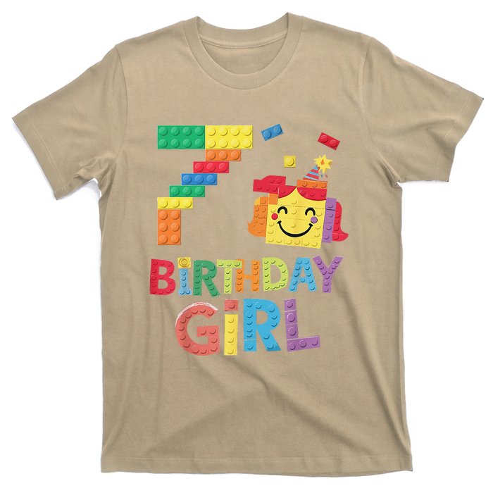 Master Builder 7th Birthday Girl 7 Year Old Brick Blocks T-Shirt