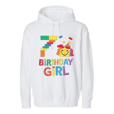 Master Builder 7th Birthday Girl 7 Year Old Brick Blocks Garment-Dyed Fleece Hoodie