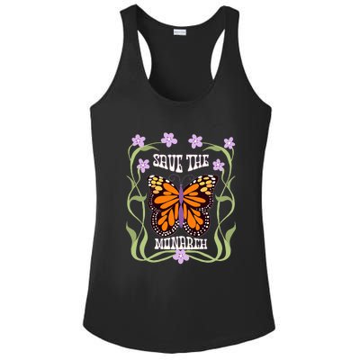 Monarch Butterfly 70s Art Nouveau Design Save The Monarch Ladies PosiCharge Competitor Racerback Tank