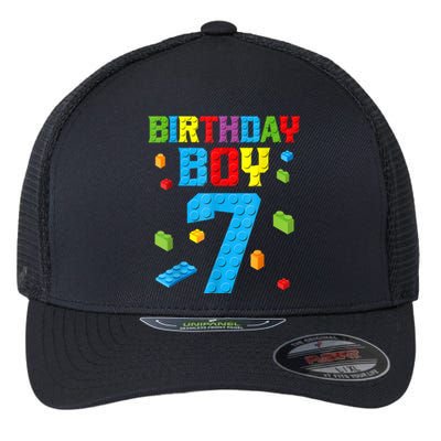 Master Builder 7th Birthday Boy 7 Seven Year Building Bricks Flexfit Unipanel Trucker Cap