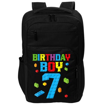 Master Builder 7th Birthday Boy 7 Seven Year Building Bricks Impact Tech Backpack