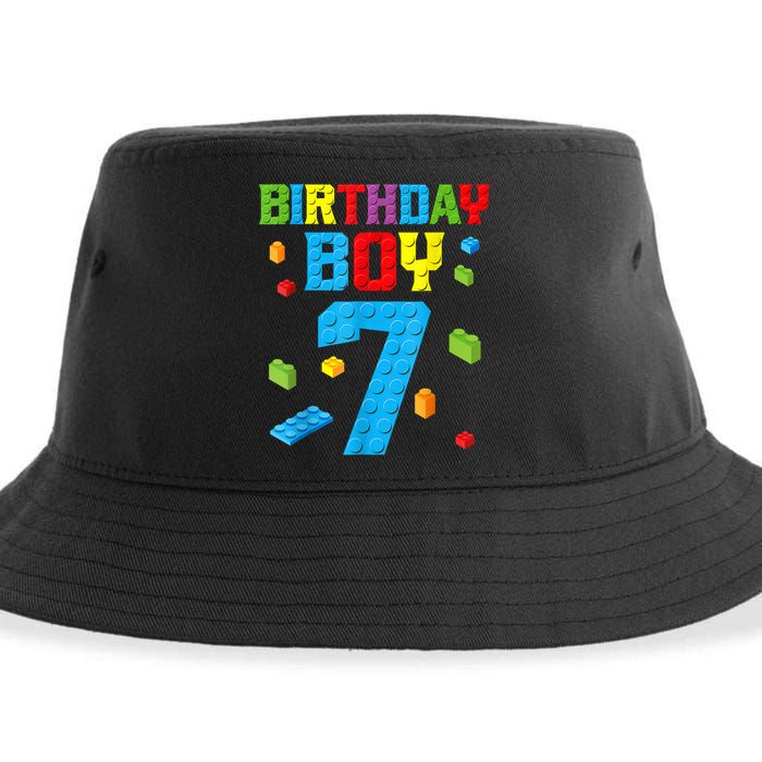 Master Builder 7th Birthday Boy 7 Seven Year Building Bricks Sustainable Bucket Hat