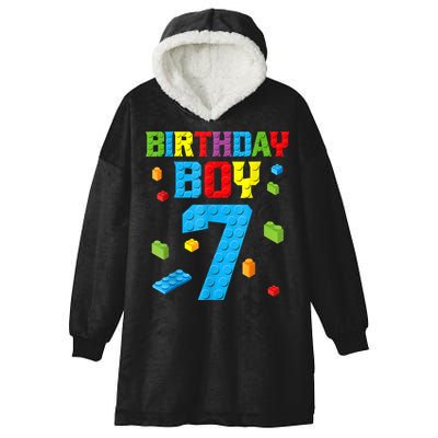 Master Builder 7th Birthday Boy 7 Seven Year Building Bricks Hooded Wearable Blanket