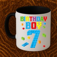 Master Builder 7th Birthday Boy 7 Seven Year Building Bricks Mug