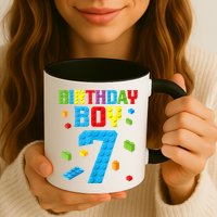 Master Builder 7th Birthday Boy 7 Seven Year Building Bricks Mug