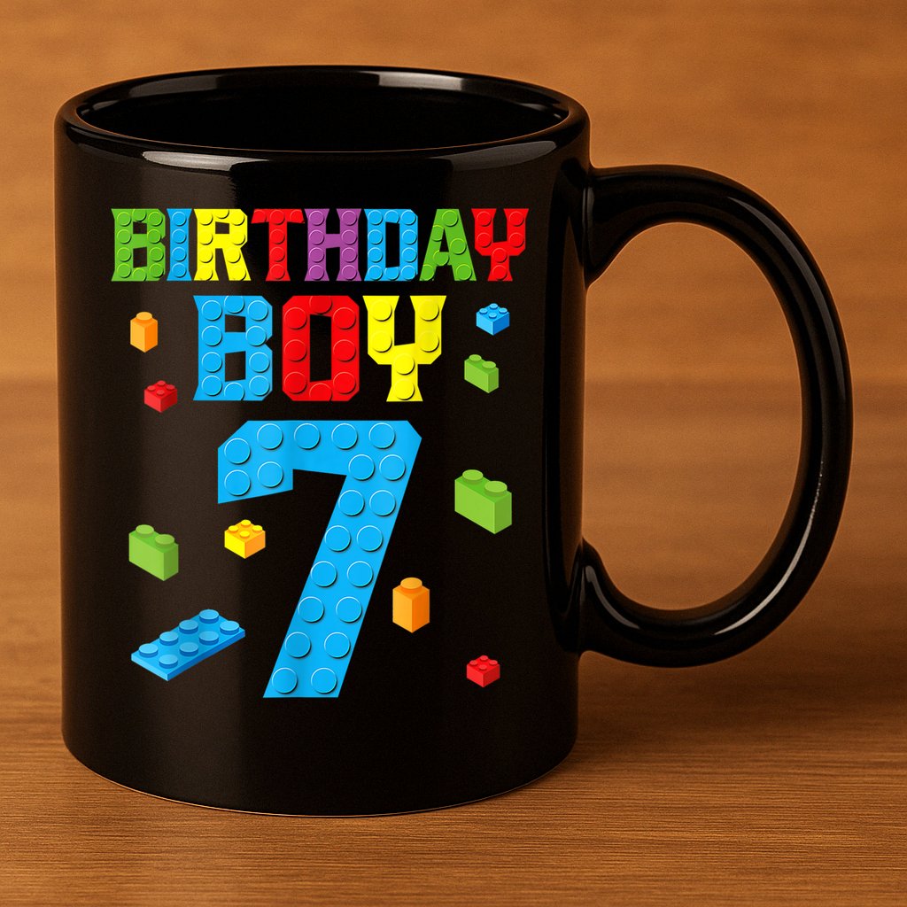 Master Builder 7th Birthday Boy 7 Seven Year Building Bricks 11oz C Handle Ceramic Mug