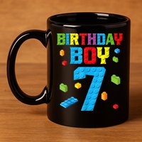 Master Builder 7th Birthday Boy 7 Seven Year Building Bricks 11oz C Handle Ceramic Mug