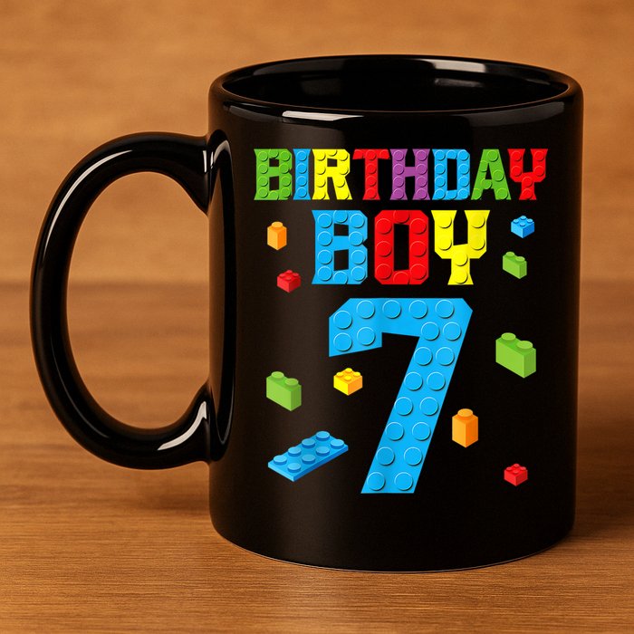 Master Builder 7th Birthday Boy 7 Seven Year Building Bricks 11oz C Handle Ceramic Mug