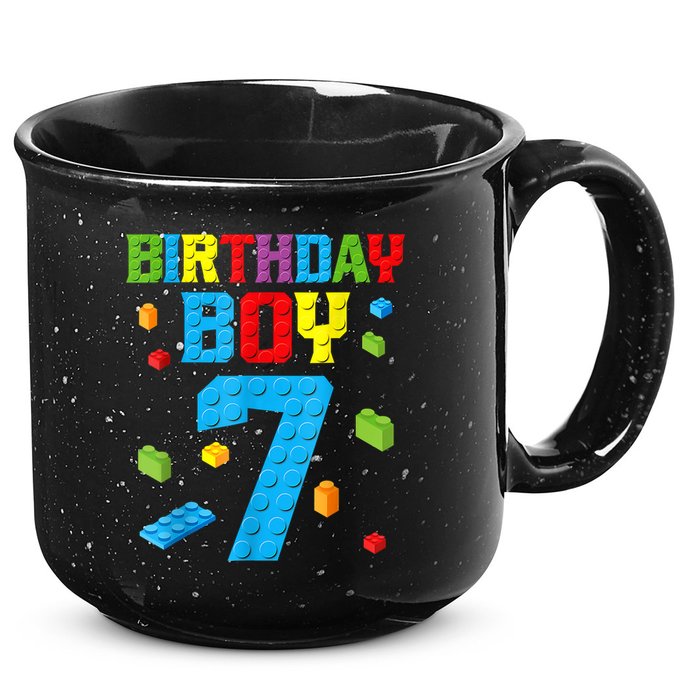 Master Builder 7th Birthday Boy 7 Seven Year Building Bricks 15oz Campfire Ceramic Mug