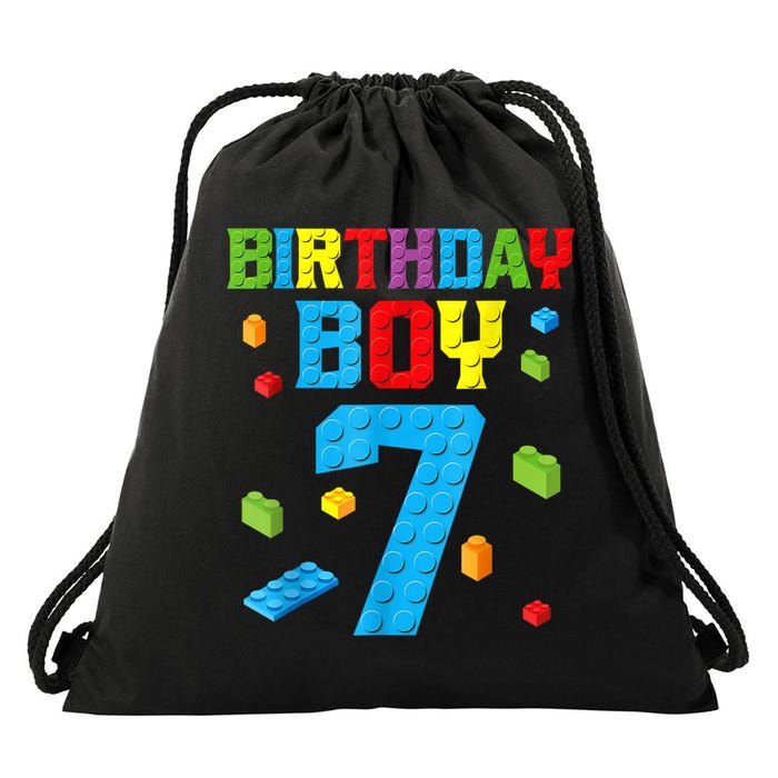 Master Builder 7th Birthday Boy 7 Seven Year Building Bricks Drawstring Bag