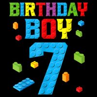 Master Builder 7th Birthday Boy 7 Seven Year Building Bricks Drawstring Bag
