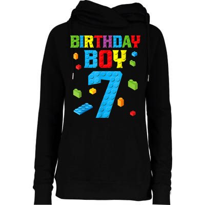 Master Builder 7th Birthday Boy 7 Seven Year Building Bricks Womens Funnel Neck Pullover Hood