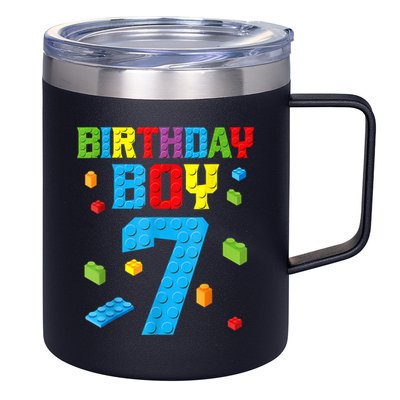 Master Builder 7th Birthday Boy 7 Seven Year Building Bricks 12oz Stainless Steel Coffee Mug