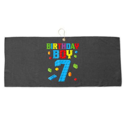 Master Builder 7th Birthday Boy 7 Seven Year Building Bricks Large Microfiber Waffle Golf Towel