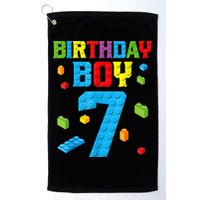 Master Builder 7th Birthday Boy 7 Seven Year Building Bricks Golf Towel
