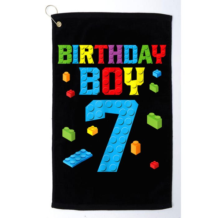 Master Builder 7th Birthday Boy 7 Seven Year Building Bricks Golf Towel