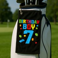 Master Builder 7th Birthday Boy 7 Seven Year Building Bricks Golf Towel