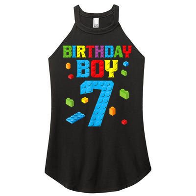 Master Builder 7th Birthday Boy 7 Seven Year Building Bricks Women's Perfect Tri Rocker Tank