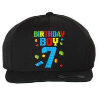 Master Builder 7th Birthday Boy 7 Seven Year Building Bricks Wool Snapback Cap