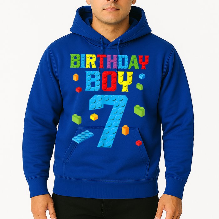Master Builder 7th Birthday Boy 7 Seven Year Building Bricks Hoodie