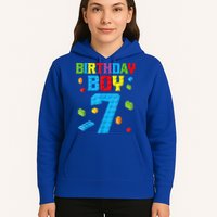 Master Builder 7th Birthday Boy 7 Seven Year Building Bricks Hoodie