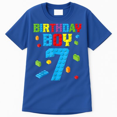 Master Builder 7th Birthday Boy 7 Seven Year Building Bricks Tall T-Shirt