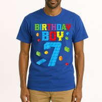 Master Builder 7th Birthday Boy 7 Seven Year Building Bricks Tall T-Shirt