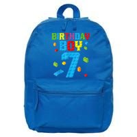 Master Builder 7th Birthday Boy 7 Seven Year Building Bricks 16 in Basic Backpack