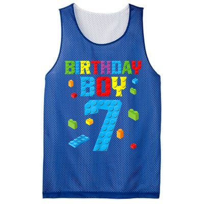 Master Builder 7th Birthday Boy 7 Seven Year Building Bricks Mesh Reversible Basketball Jersey Tank
