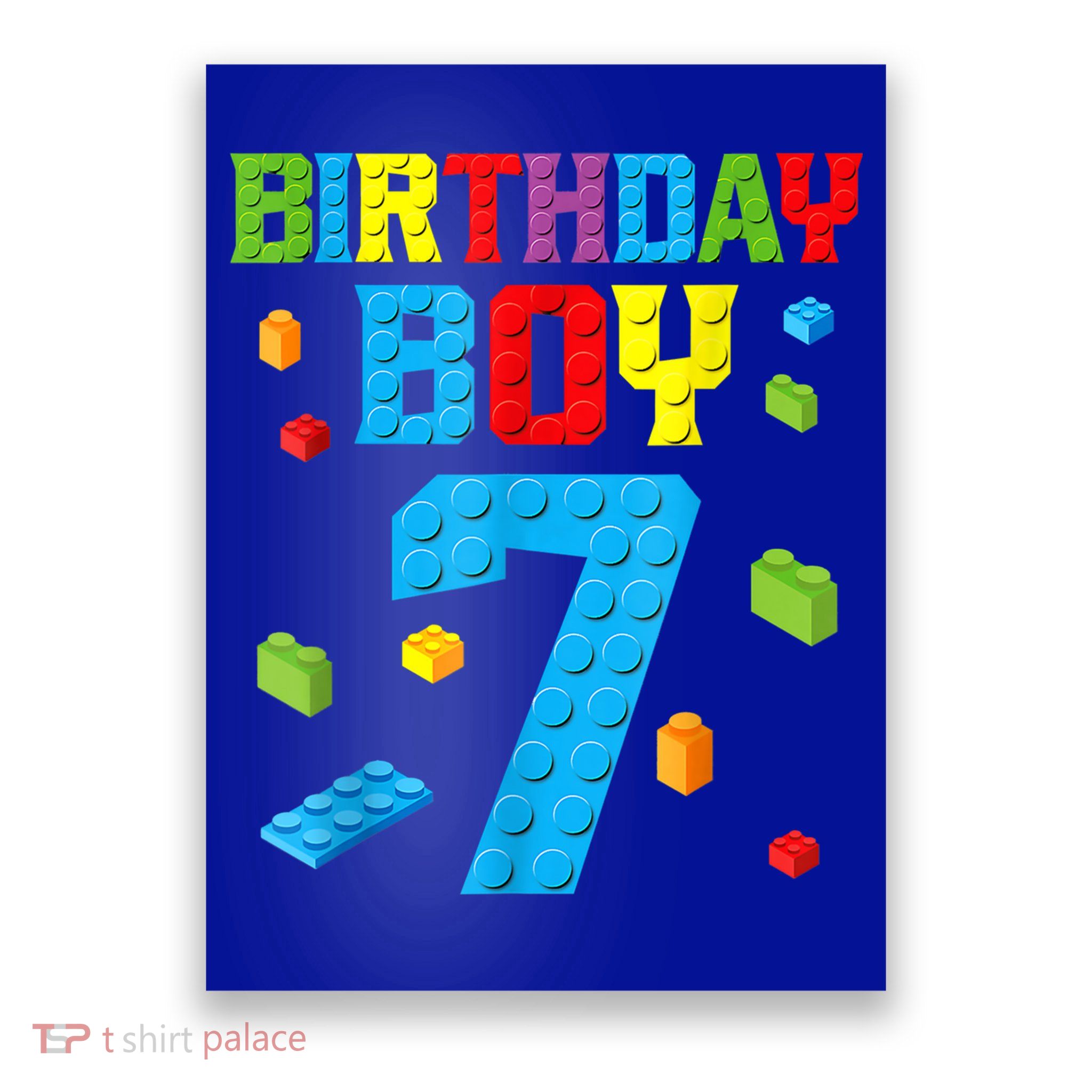 Master Builder 7th Birthday Boy 7 Seven Year Building Bricks Poster