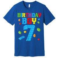 Master Builder 7th Birthday Boy 7 Seven Year Building Bricks Premium T-Shirt