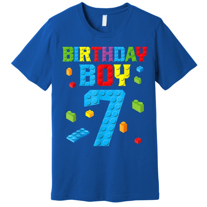 Master Builder 7th Birthday Boy 7 Seven Year Building Bricks Premium T-Shirt