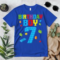 Master Builder 7th Birthday Boy 7 Seven Year Building Bricks Premium T-Shirt