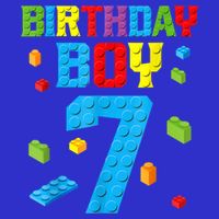 Master Builder 7th Birthday Boy 7 Seven Year Building Bricks Premium T-Shirt
